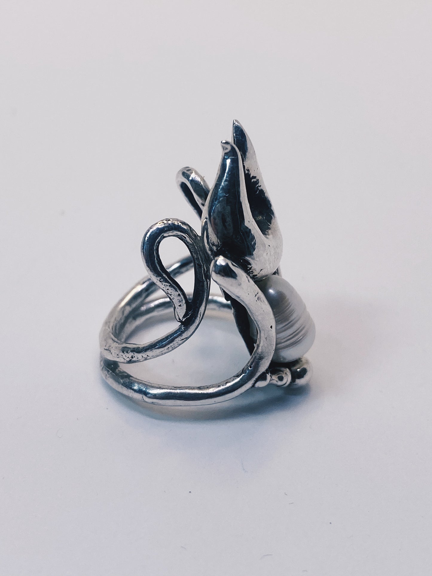 antlered pearl silver ring // lyonesse