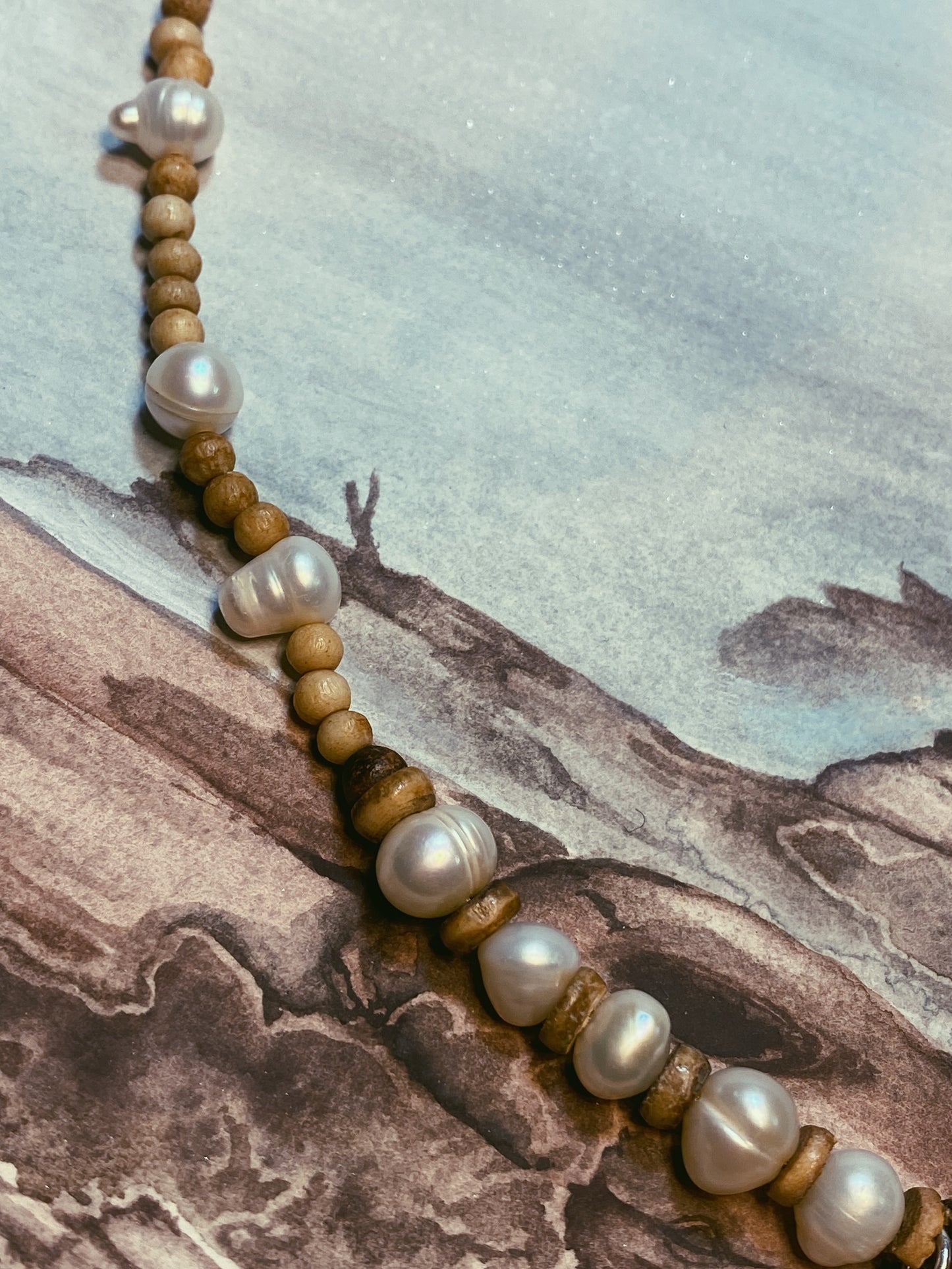 beaded vintage pinecone charm with freshwater pearls