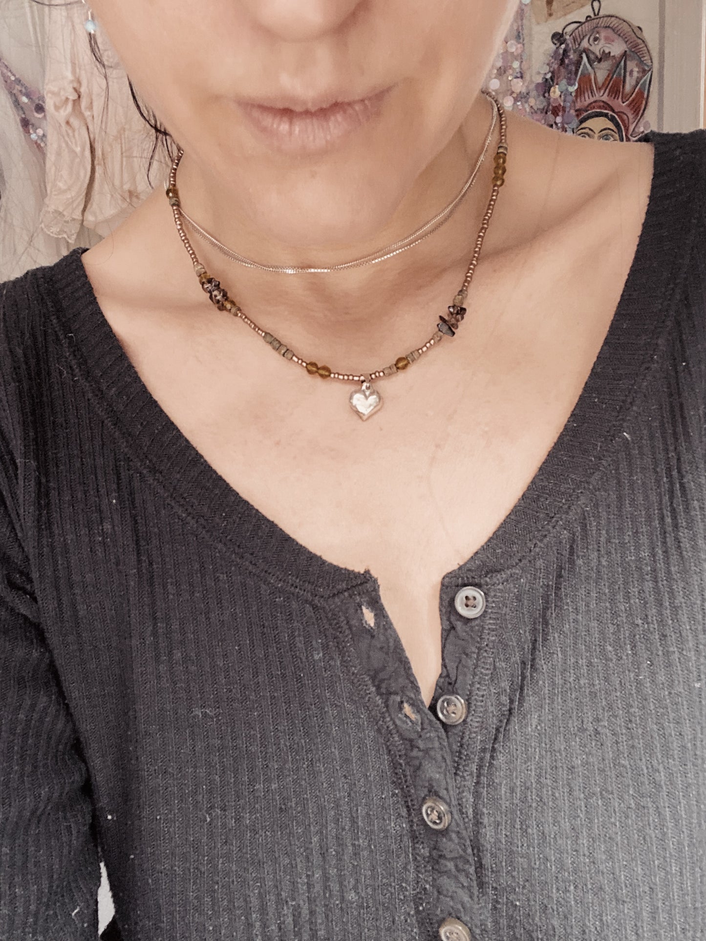 beaded vintage heart charm