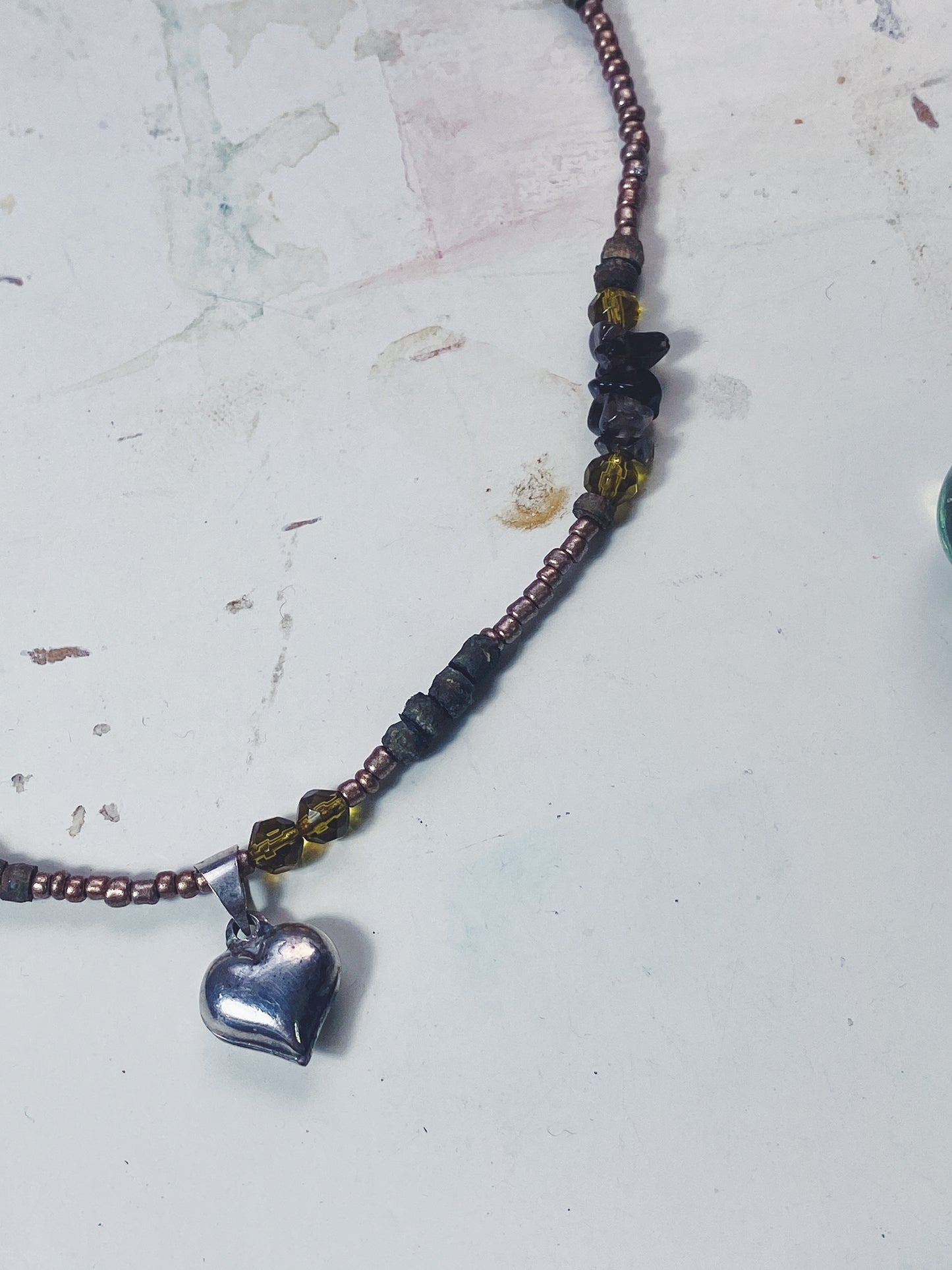 beaded vintage heart charm