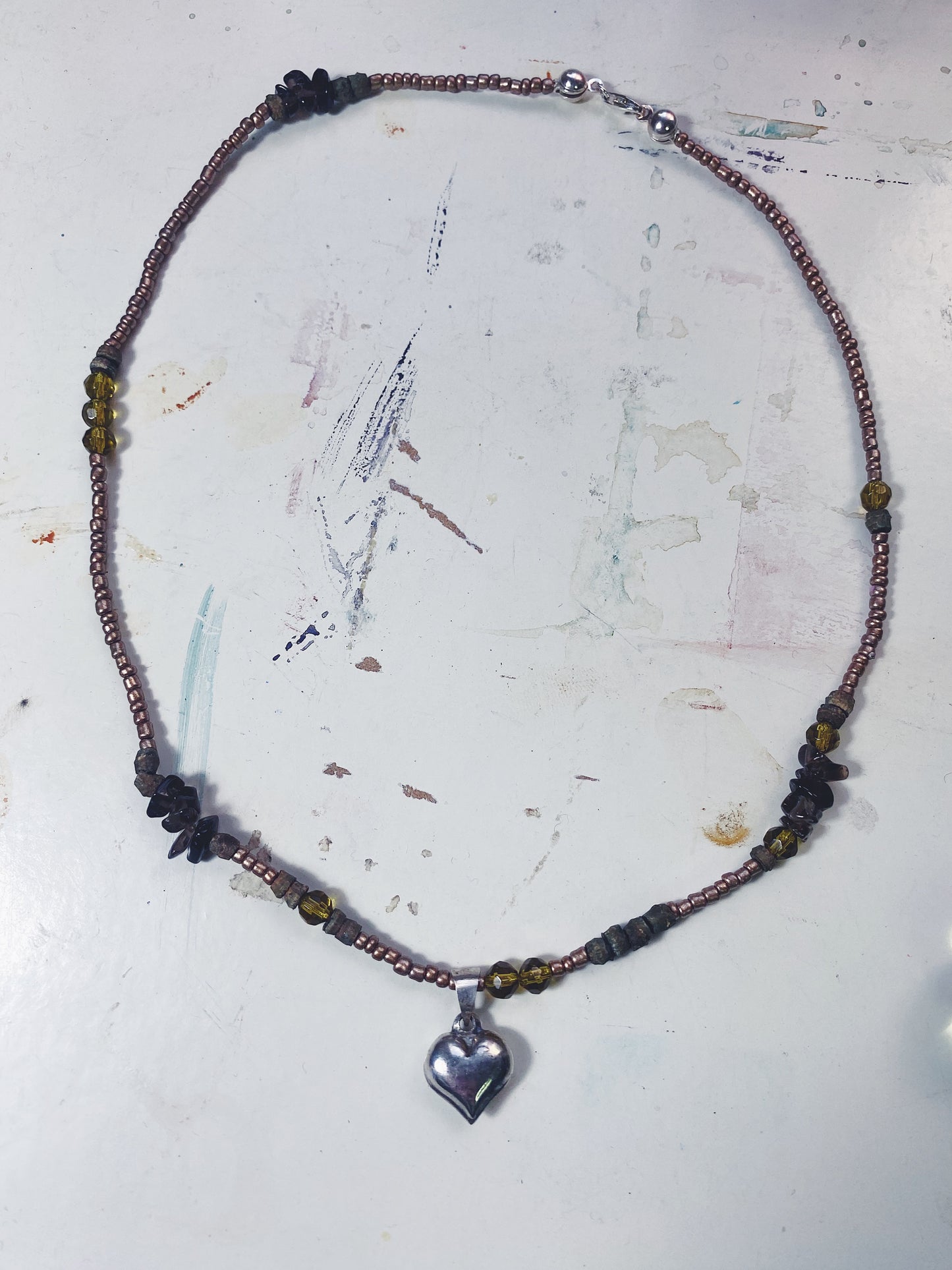 beaded vintage heart charm