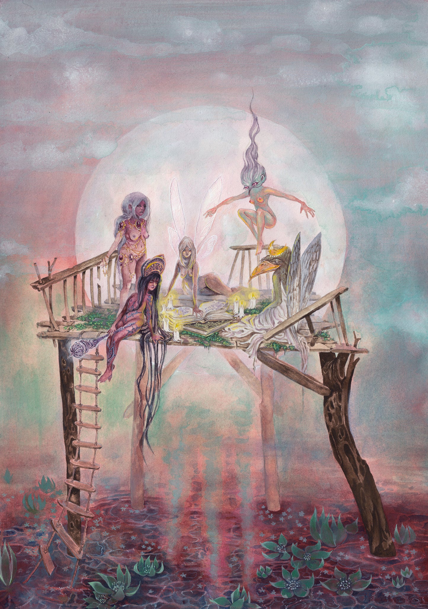 Full Pink Moon // Original Painting