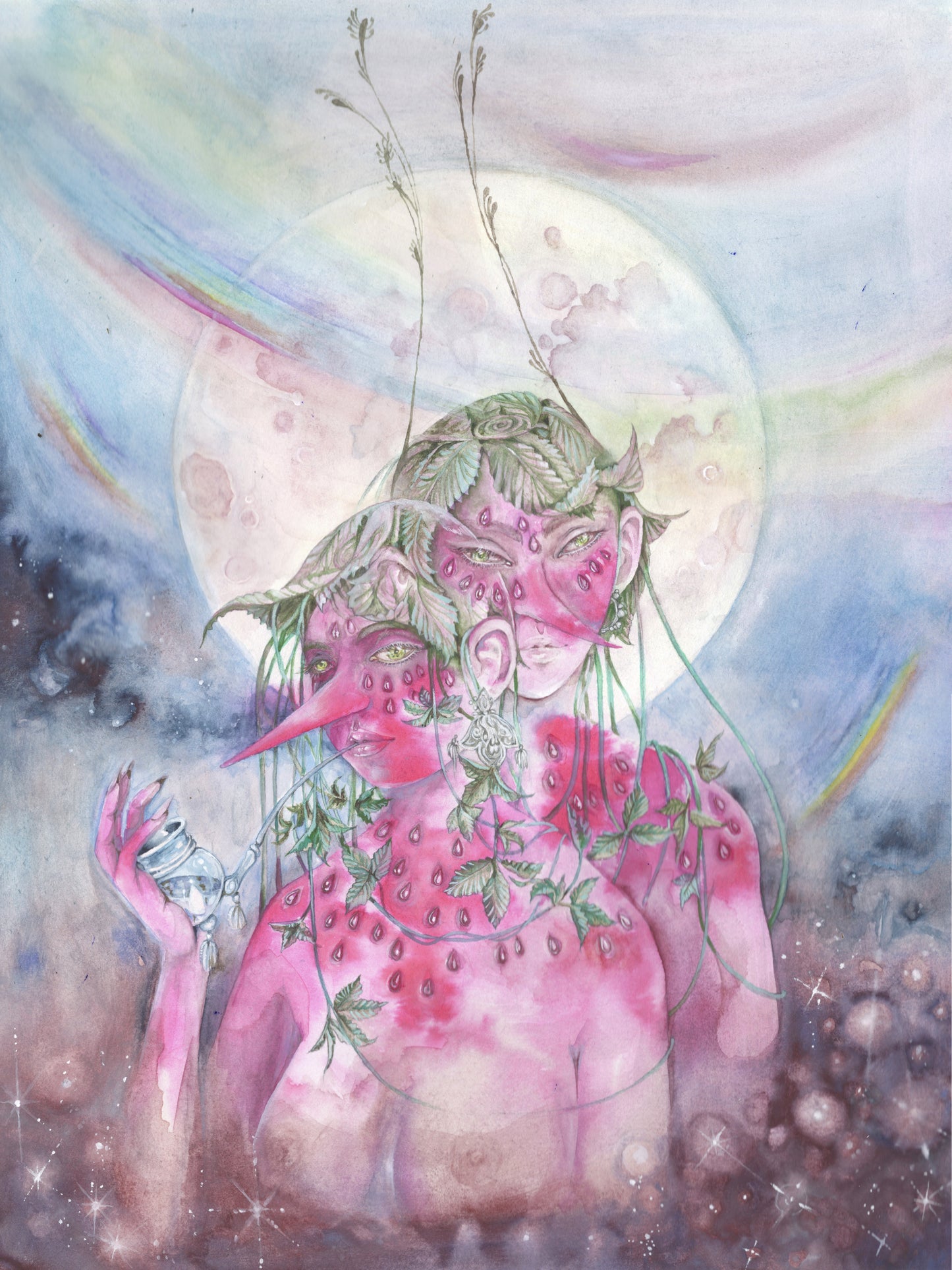 Full Strawberry Moon // Original Painting