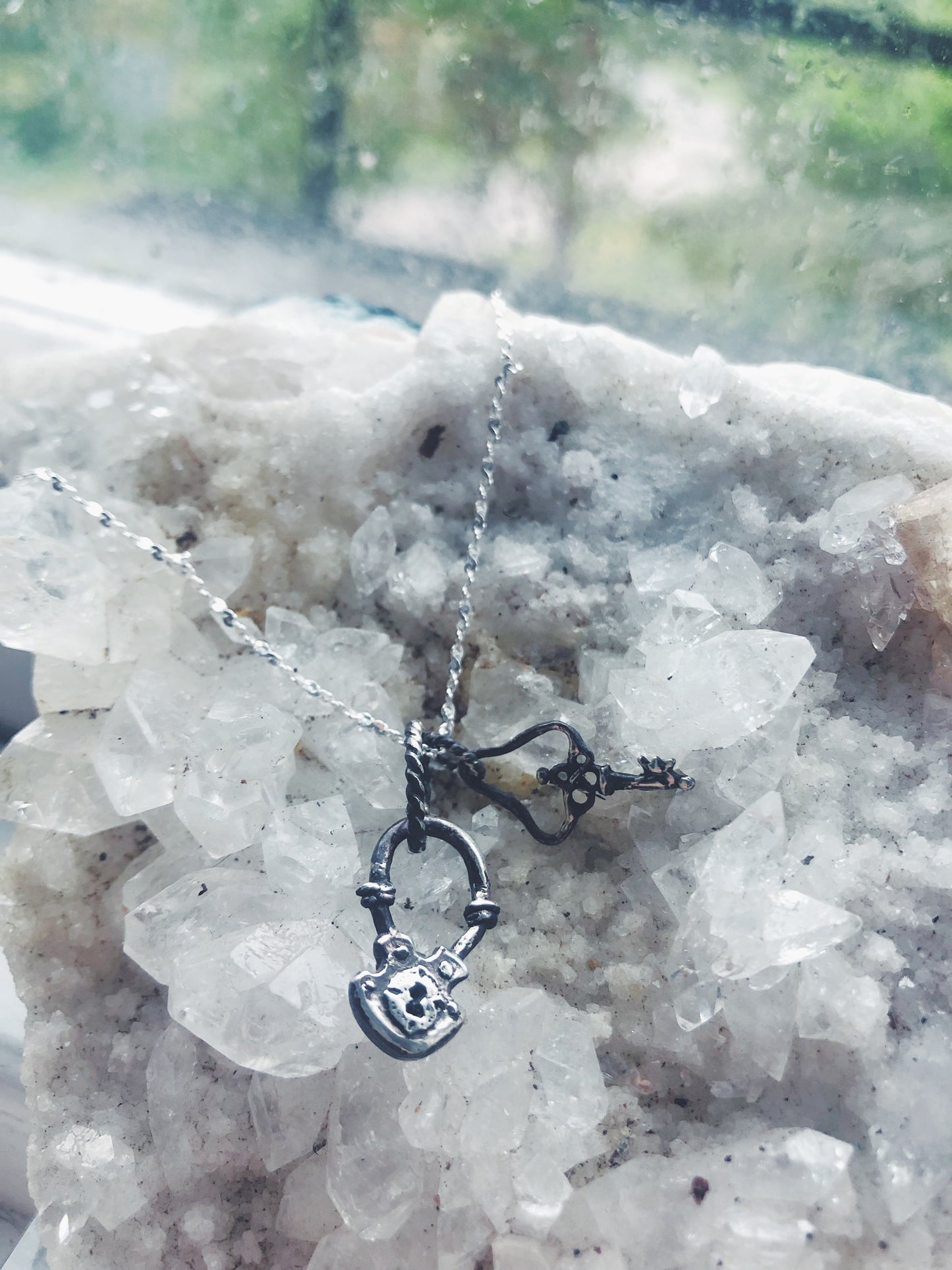 locke amulets // padlock and key companion pendants necklace