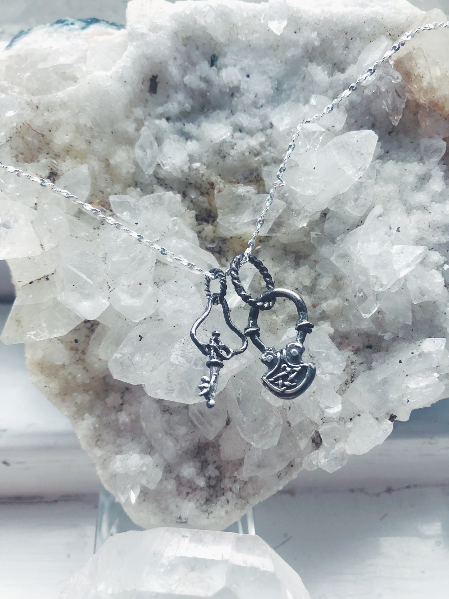 locke amulets // padlock and key companion pendants necklace
