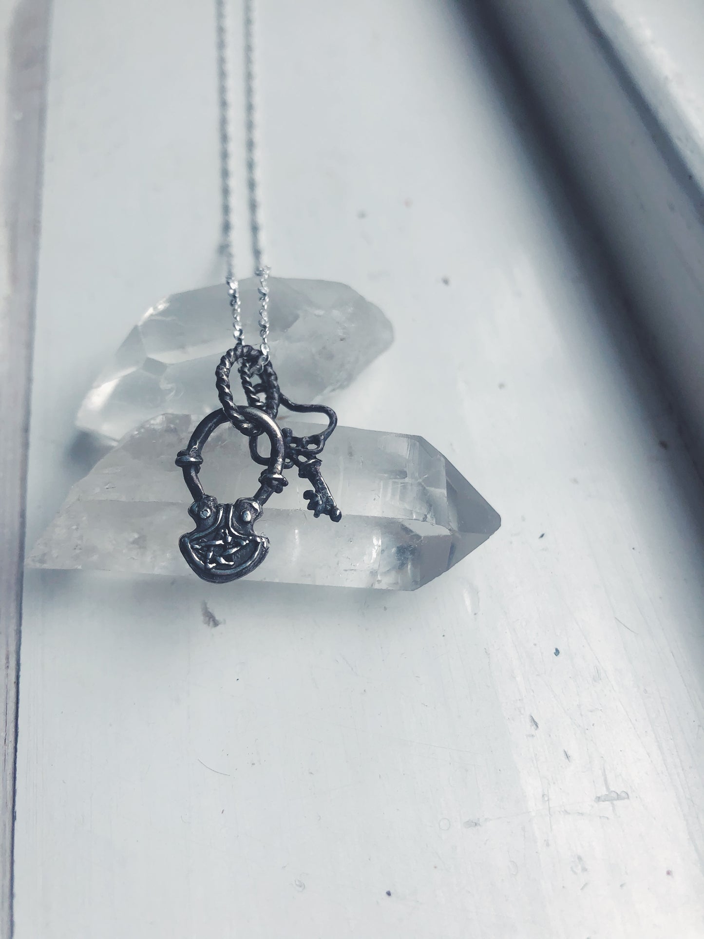 locke amulets // padlock and key companion pendants necklace