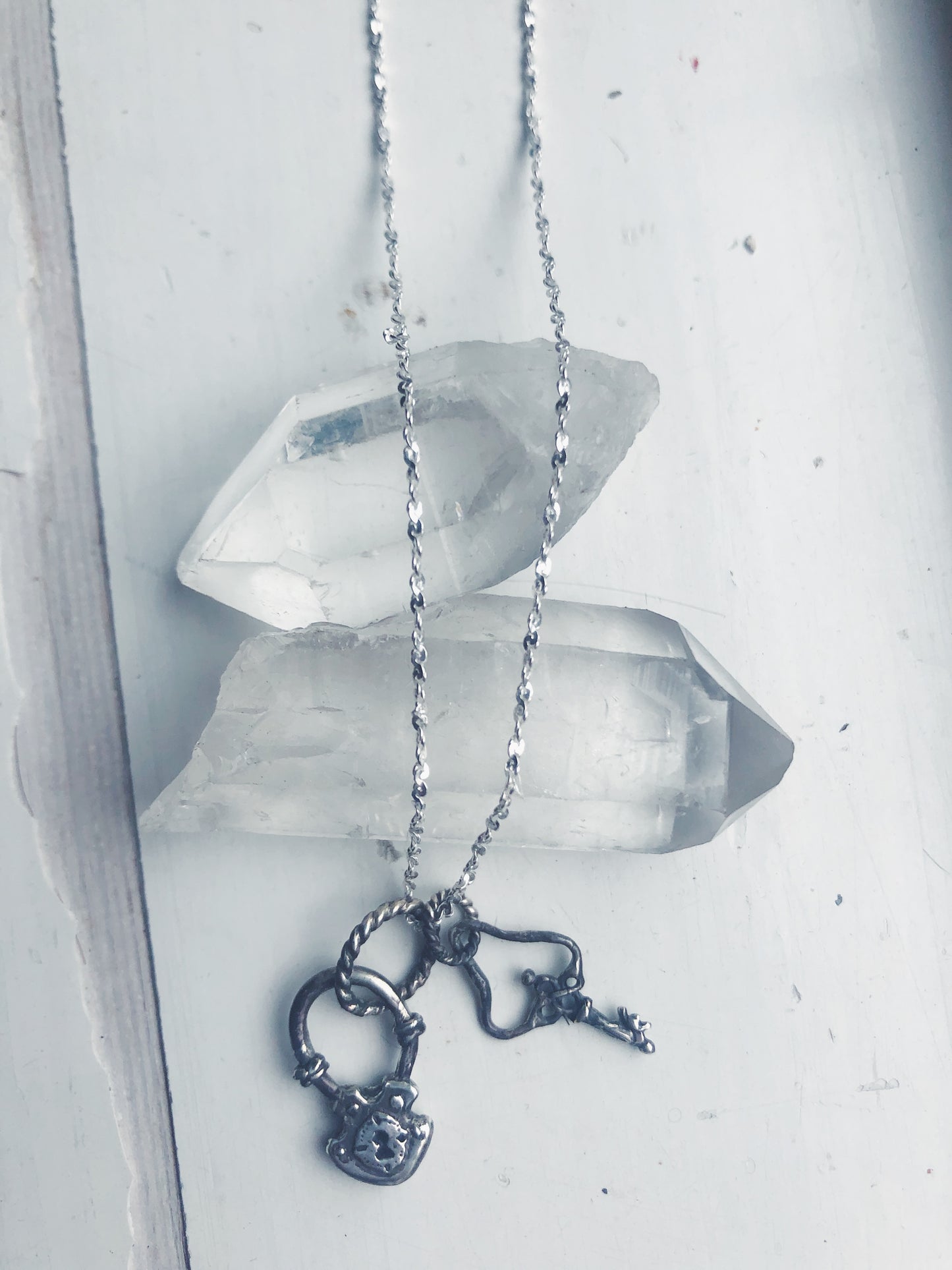 locke amulets // padlock and key companion pendants necklace