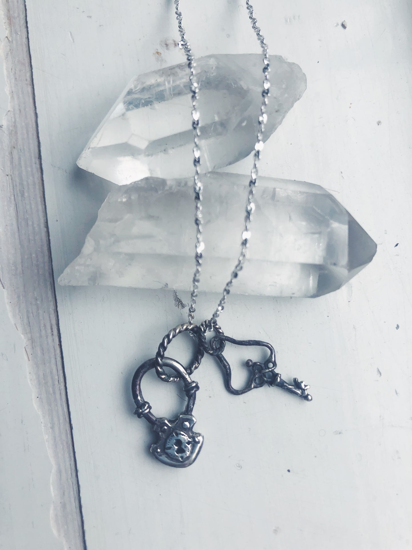 locke amulets // padlock and key companion pendants necklace