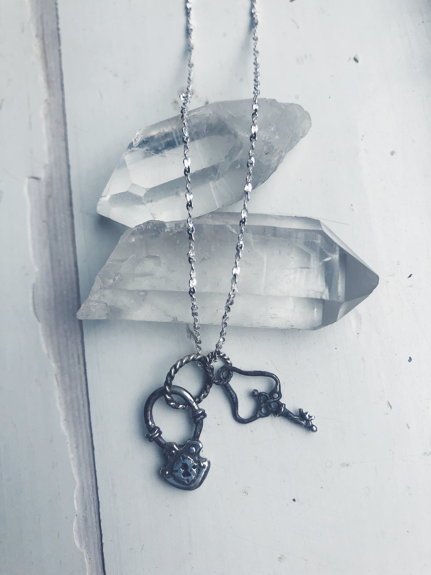 locke amulets // padlock and key companion pendants necklace