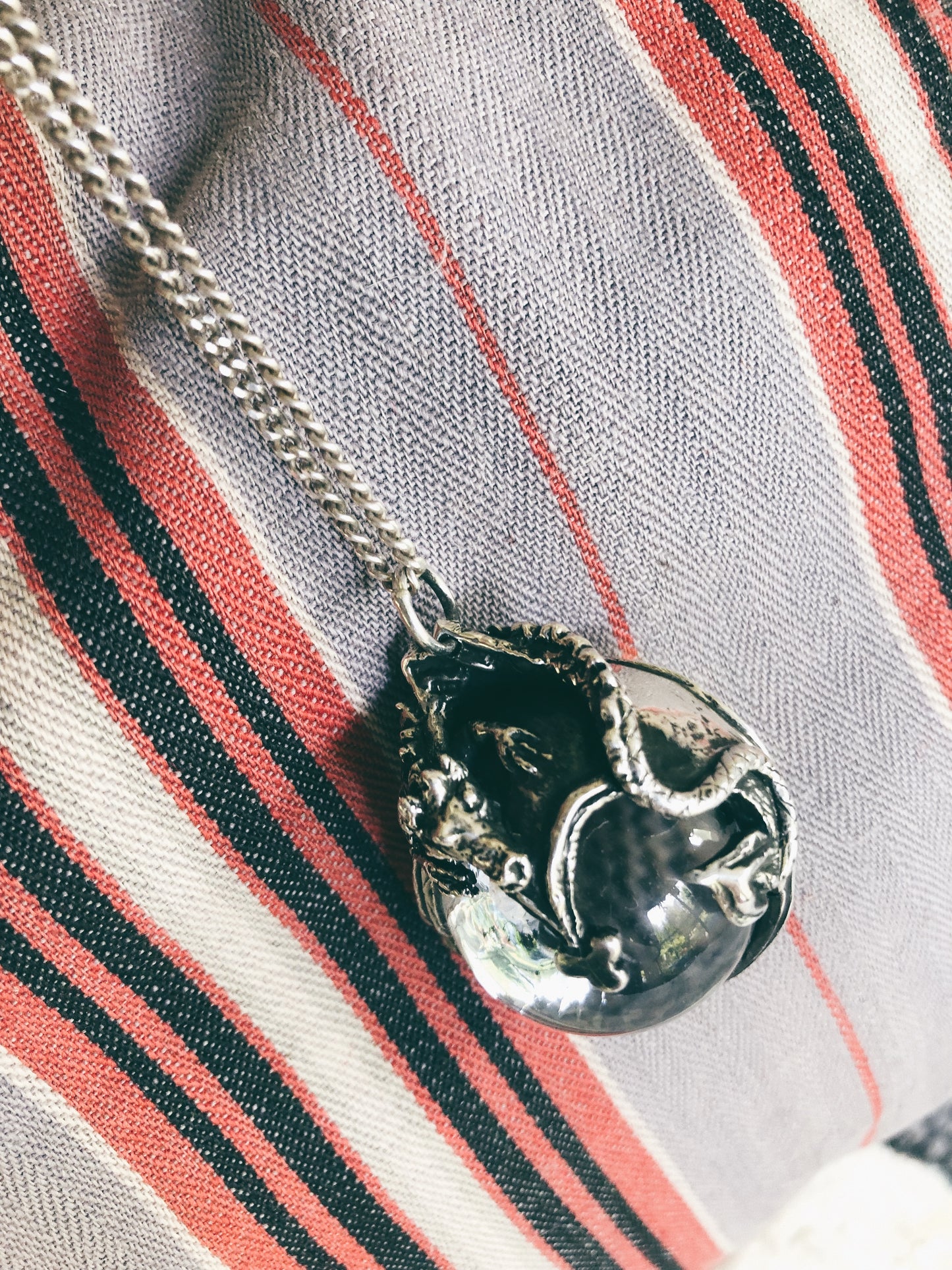 lindworm II // silver & quartz sphere pendant