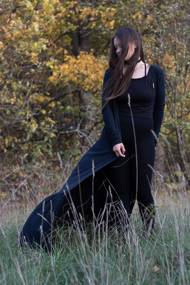 ruffle robe // sheer textured black