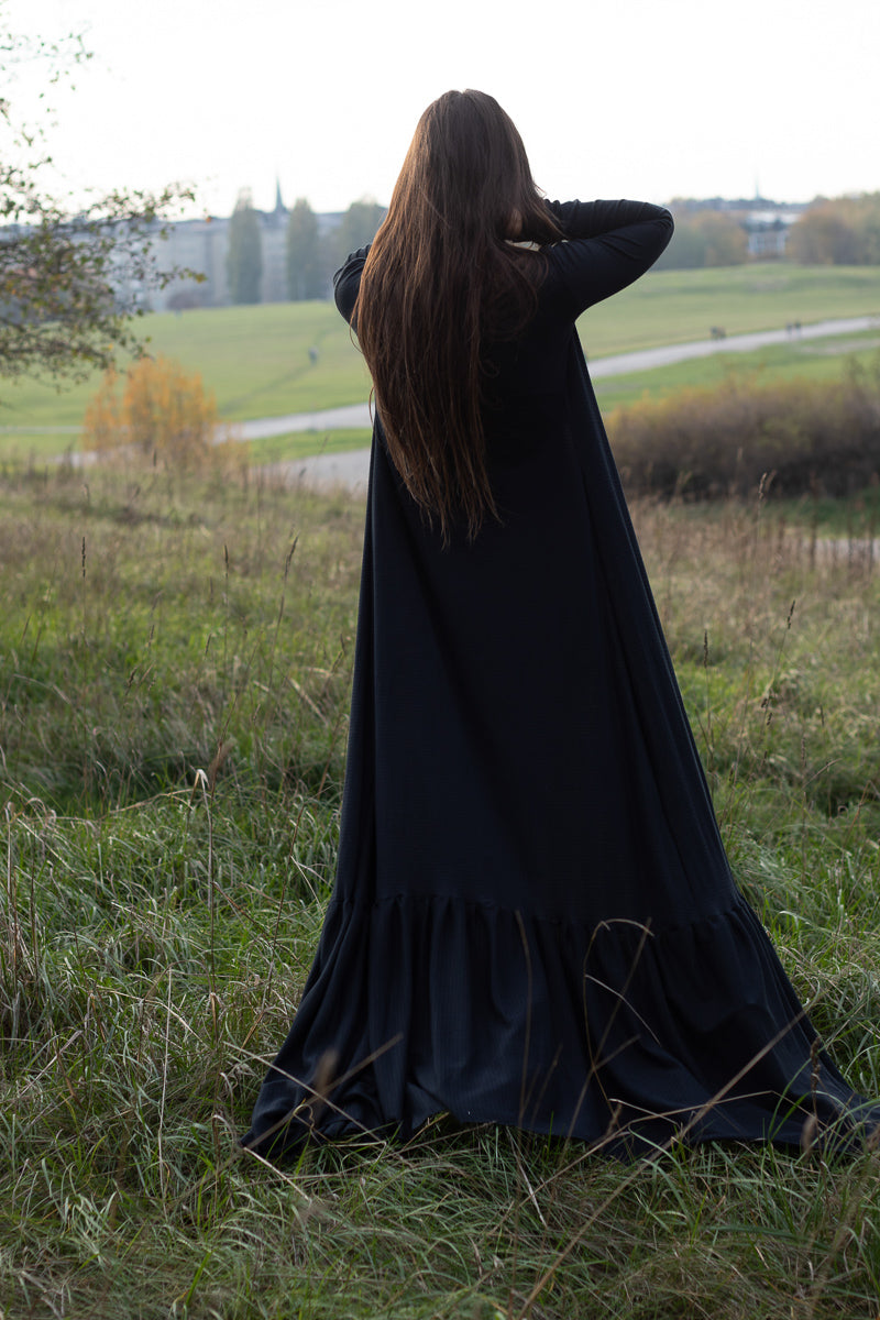 ruffle robe // sheer textured black