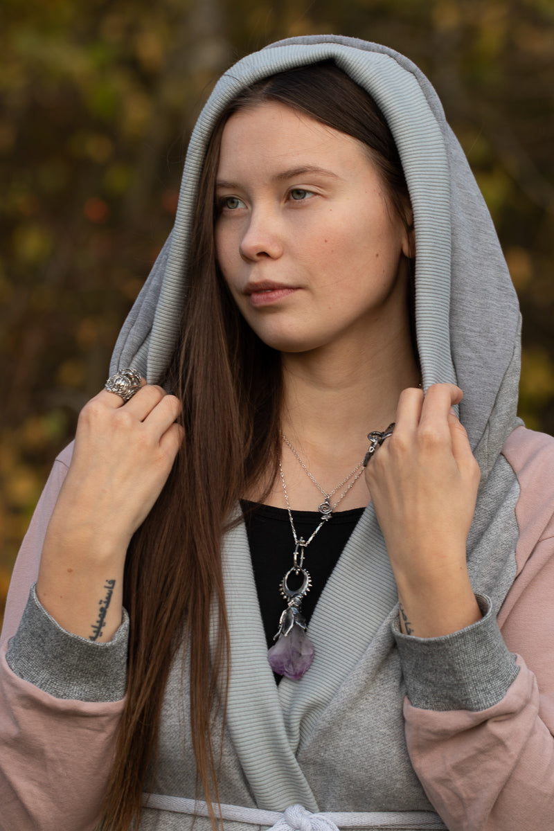 chrysalis II hoodie // grey and pastelle