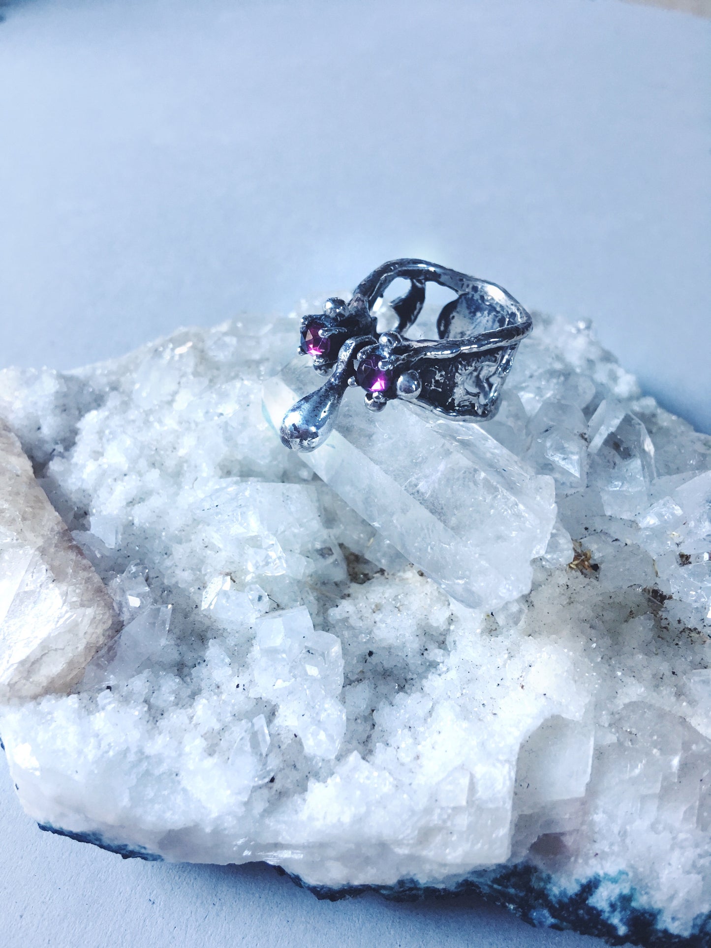 double garnet droplet ring // nectar