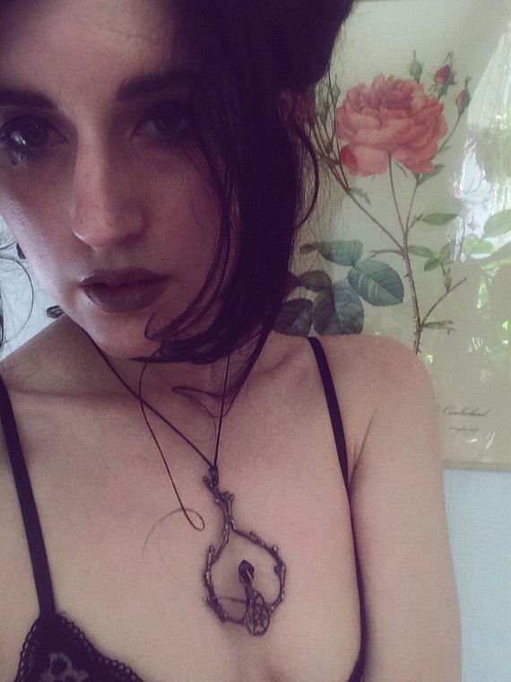 dark faerie medallion // bronze and black quartz