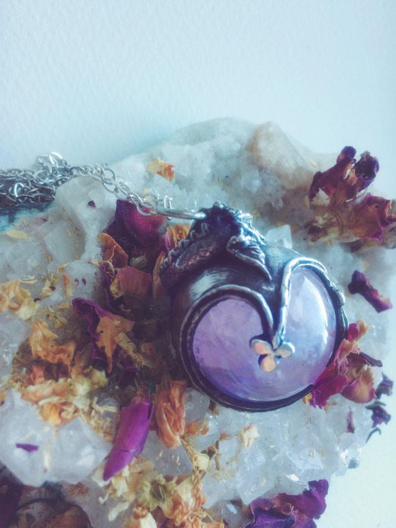 lindworm II // silver & quartz sphere pendant