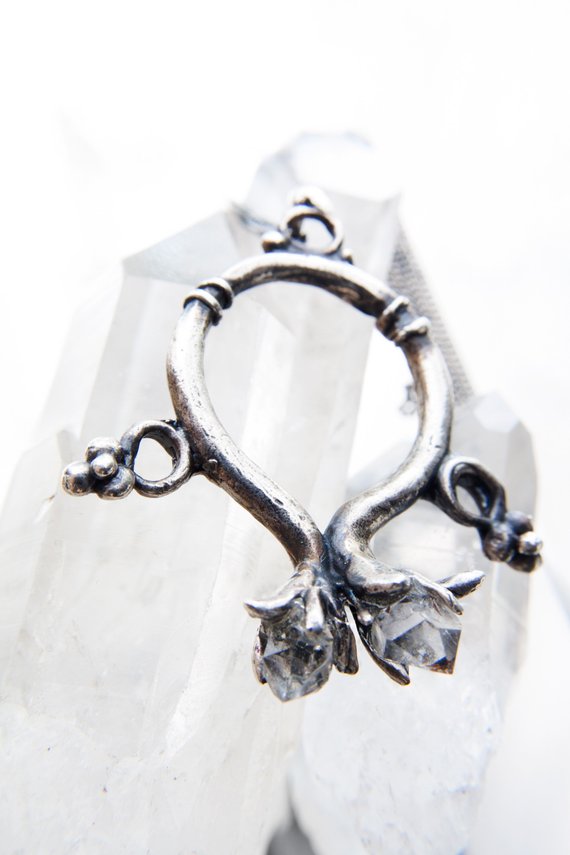 RESERVED protection charm // changeling's amulet // silver and herkimer crystal