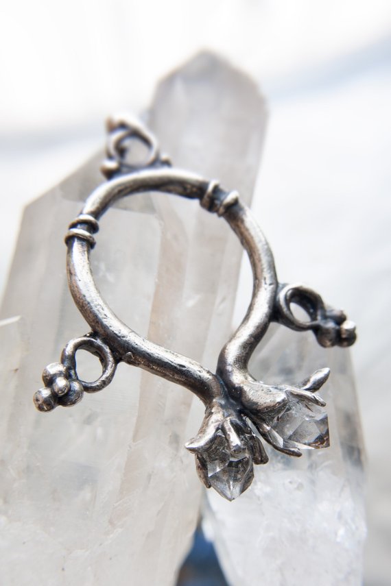 RESERVED protection charm // changeling's amulet // silver and herkimer crystal