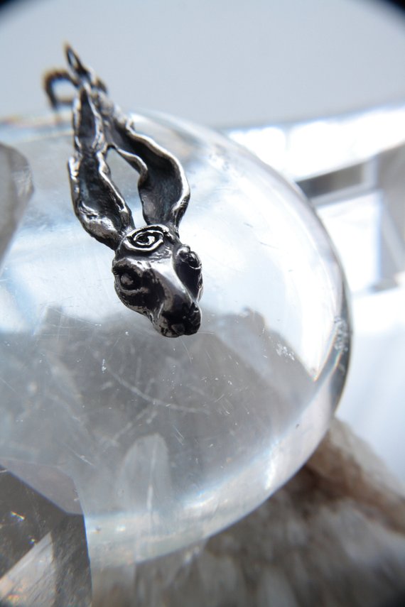 hare pendant // 'whisperer' – handmade silver hare necklace, artist-crafted animal jewellery
