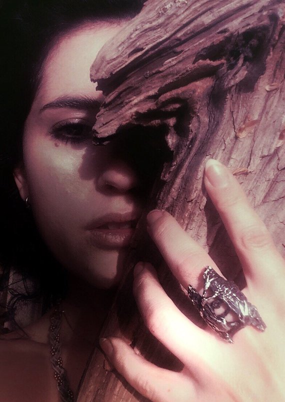 silver wood magic ring // cloven pine
