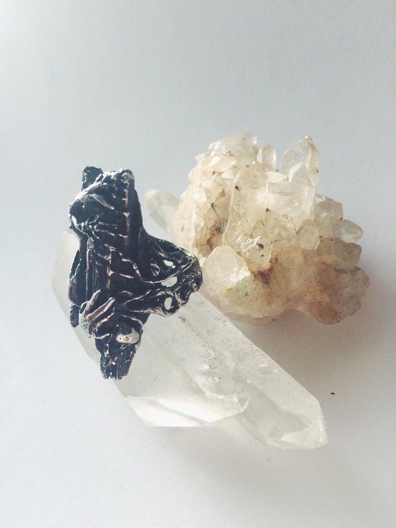silver wood magic ring // cloven pine