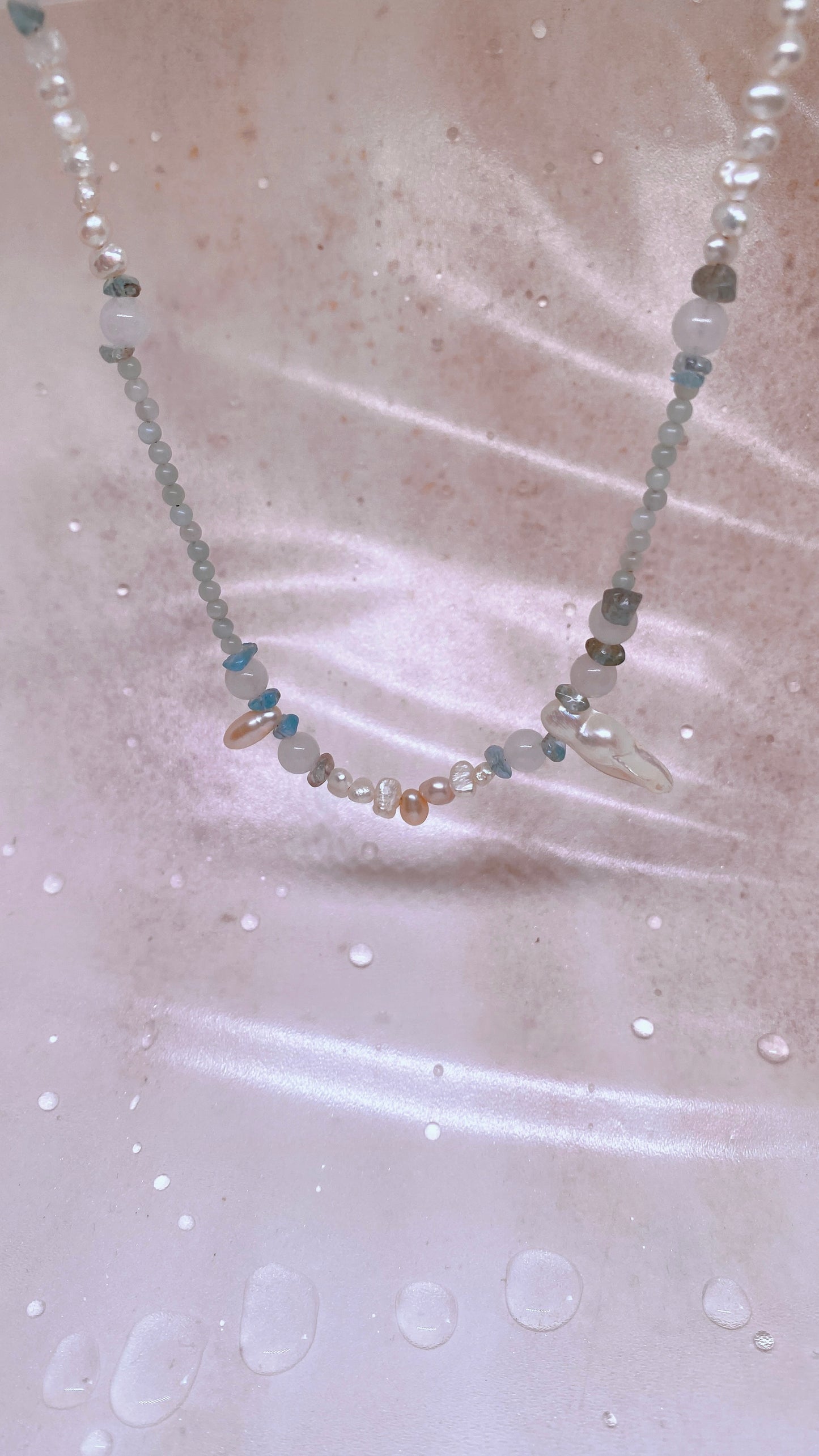 sea foam // pearly dainty semi precious stone and pearl strand