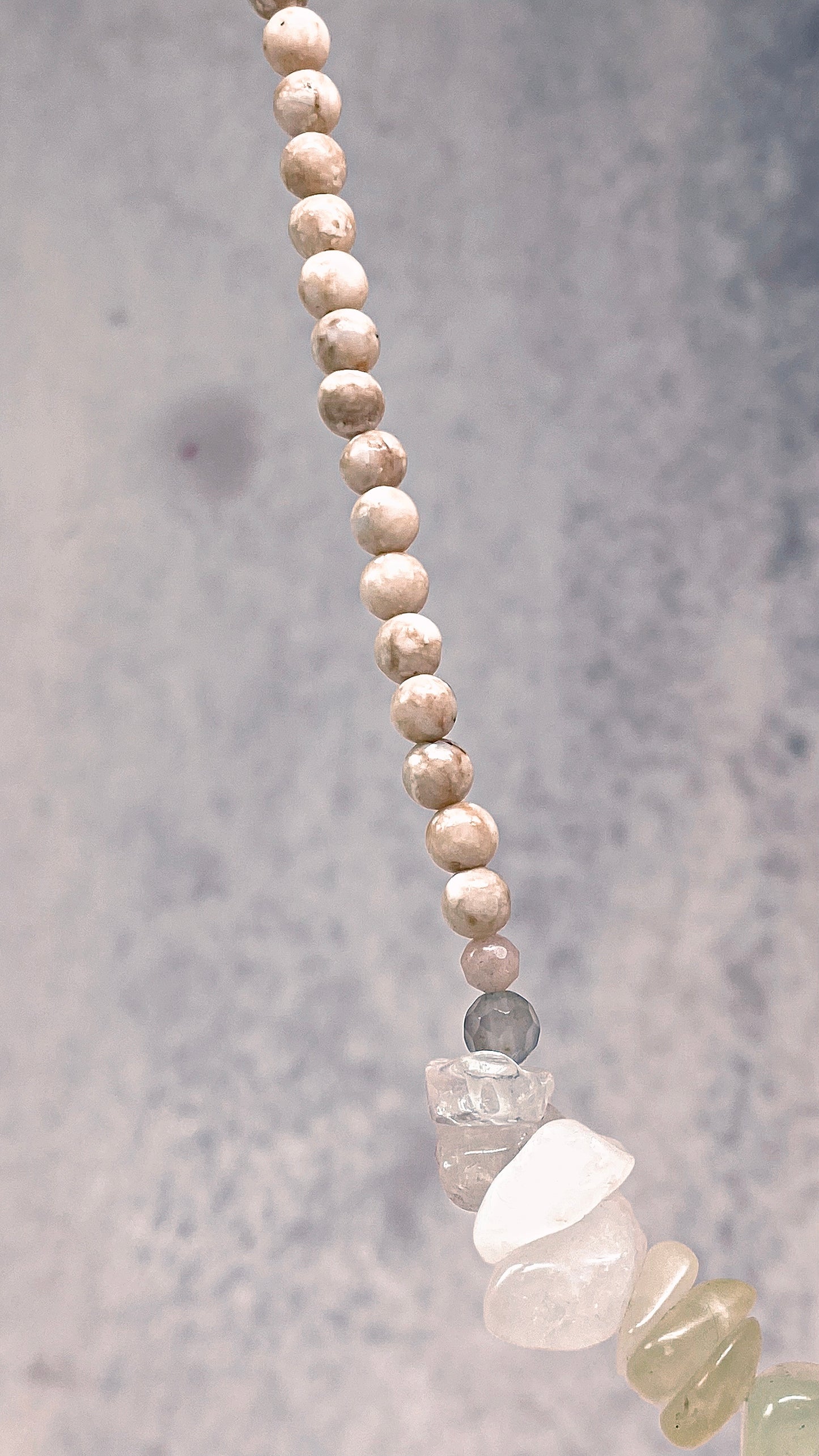 mini butterfly on jade, apatite, rose quartz gradient with howlite