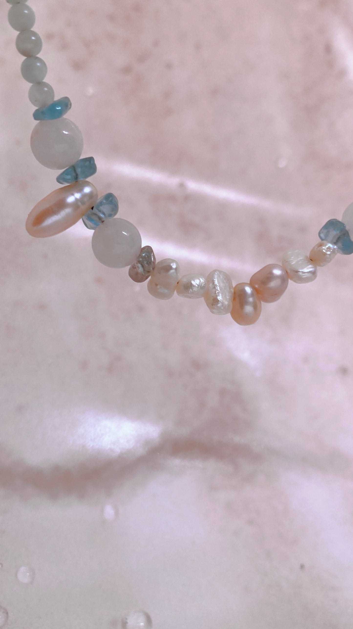 sea foam // pearly dainty semi precious stone and pearl strand