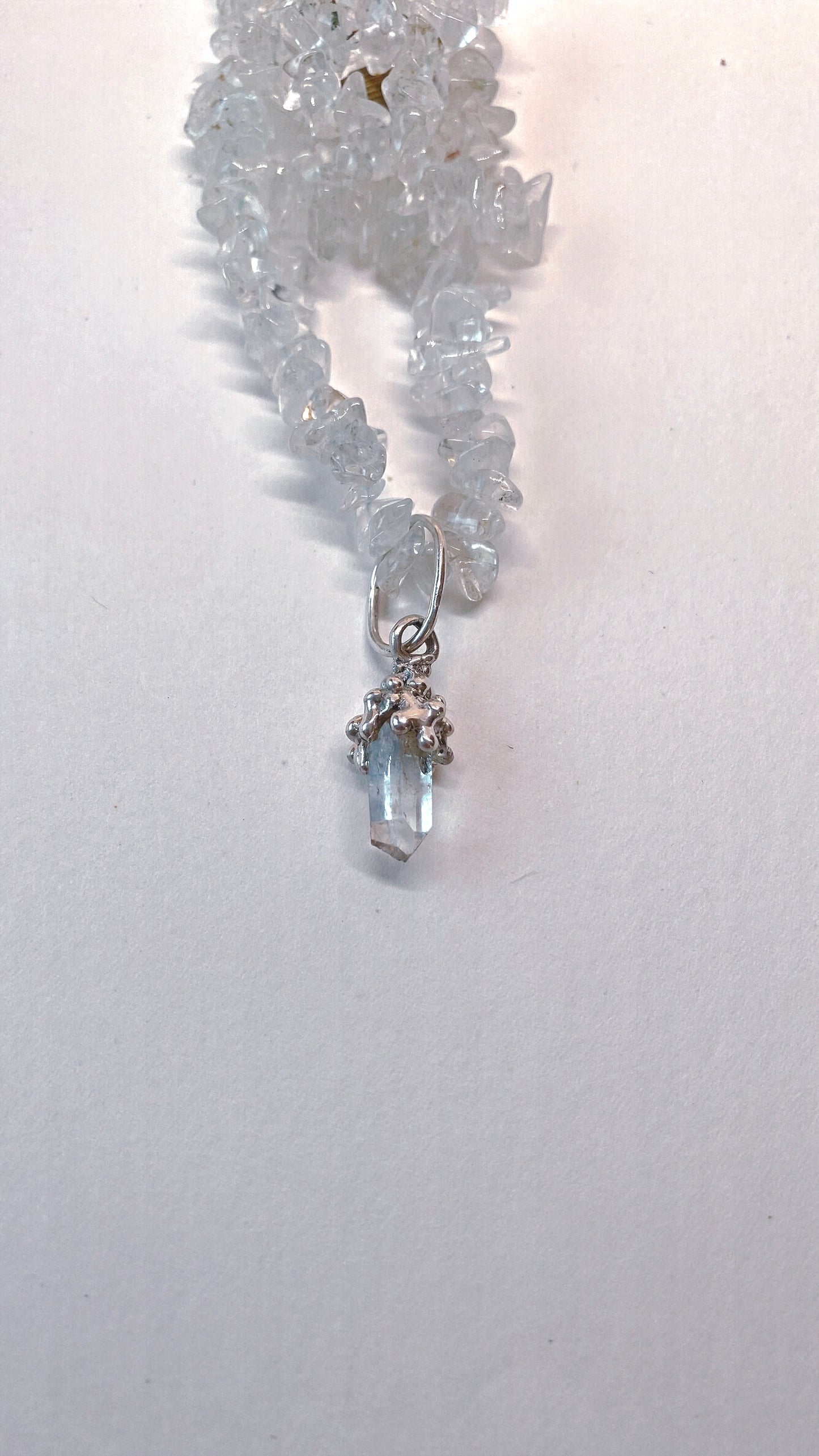 ꩜ volua ꩜ angelic droplet shroom – silver one-of-a-kind angel quartz pendant, handmade artisan jewellery, celestial elegance trinket gift