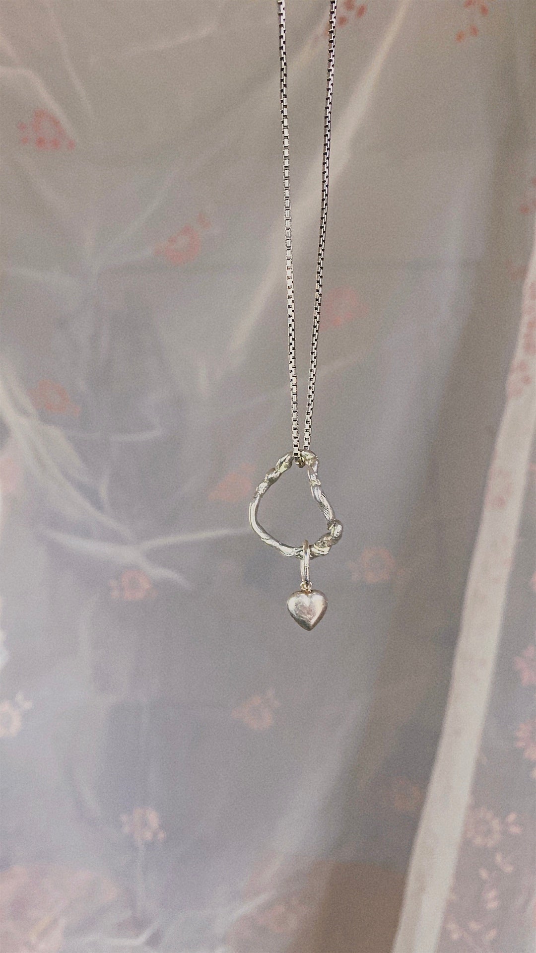 heart ringlet // one of a kind organic silver swirl with vintage heart