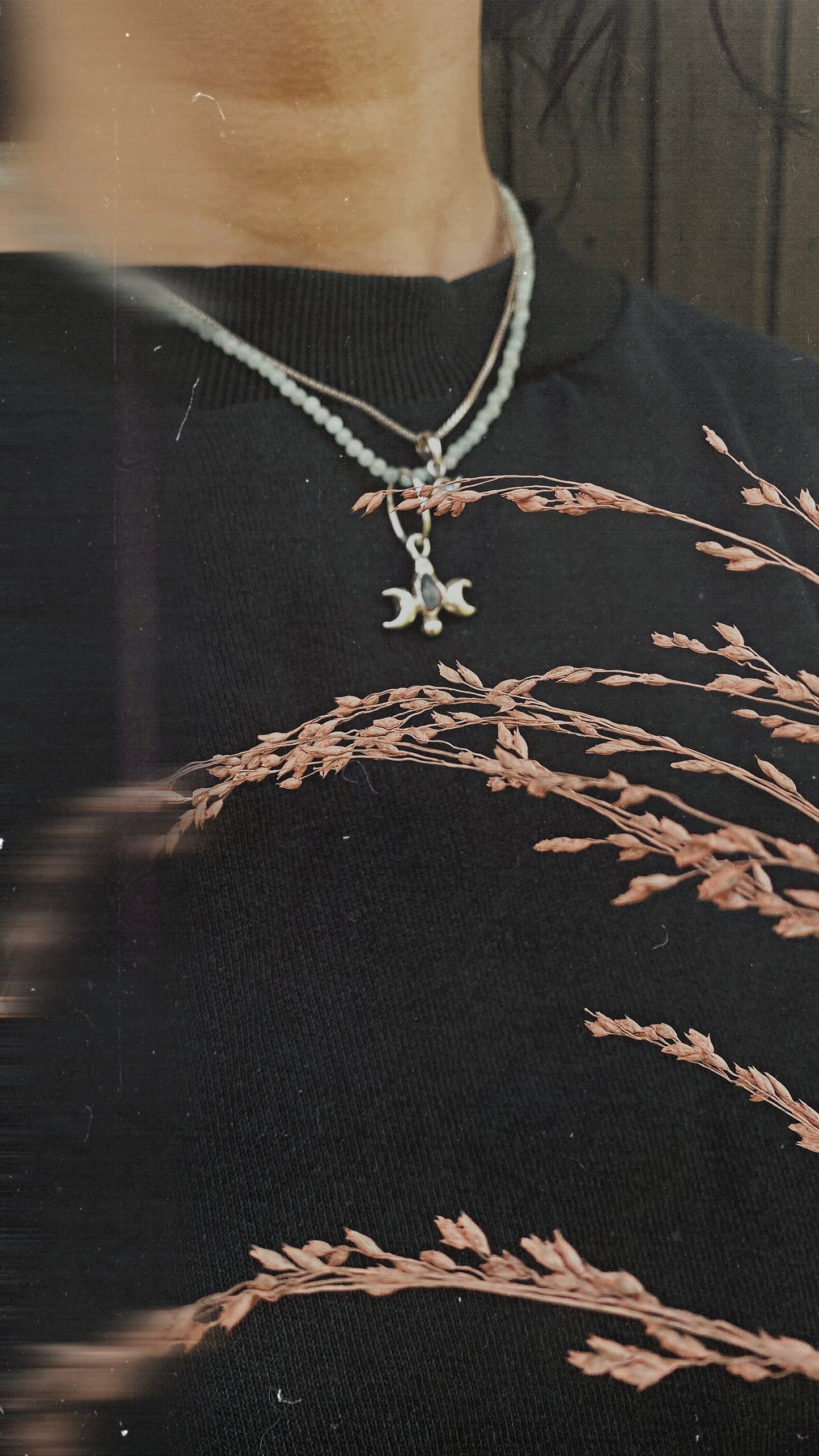 ꩜ volua ꩜ triple moon opal – unique silver triple moon opal necklace, handcrafted artisan design, mystical luxury heirloom gift