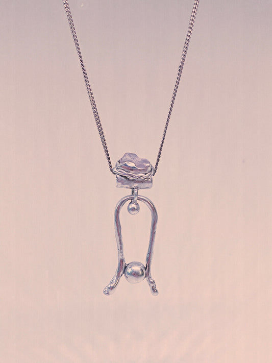 rose crowned silver knocker pendant {door nox} – handmade rose quartz statement heart healer necklace, artisan gemstone jewellery, romantic heirloom gift
