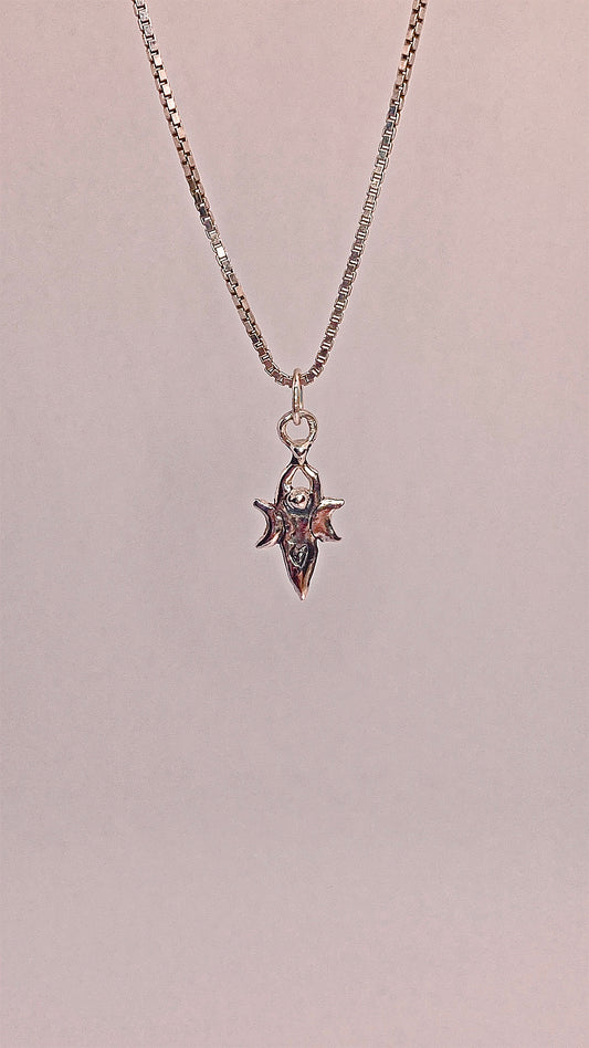 triple goddess mini spiral charm // heart design pagan wicca silver ancestral gift