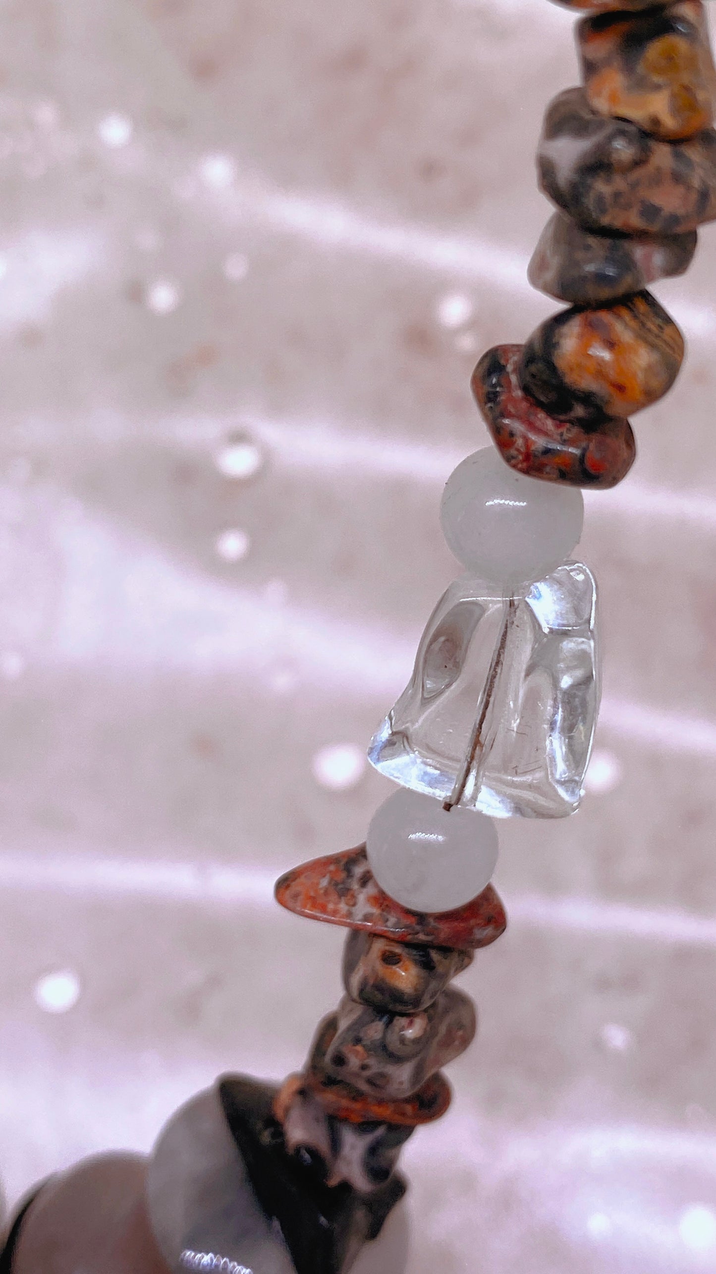 grey orbs // textured semi precious stone strand