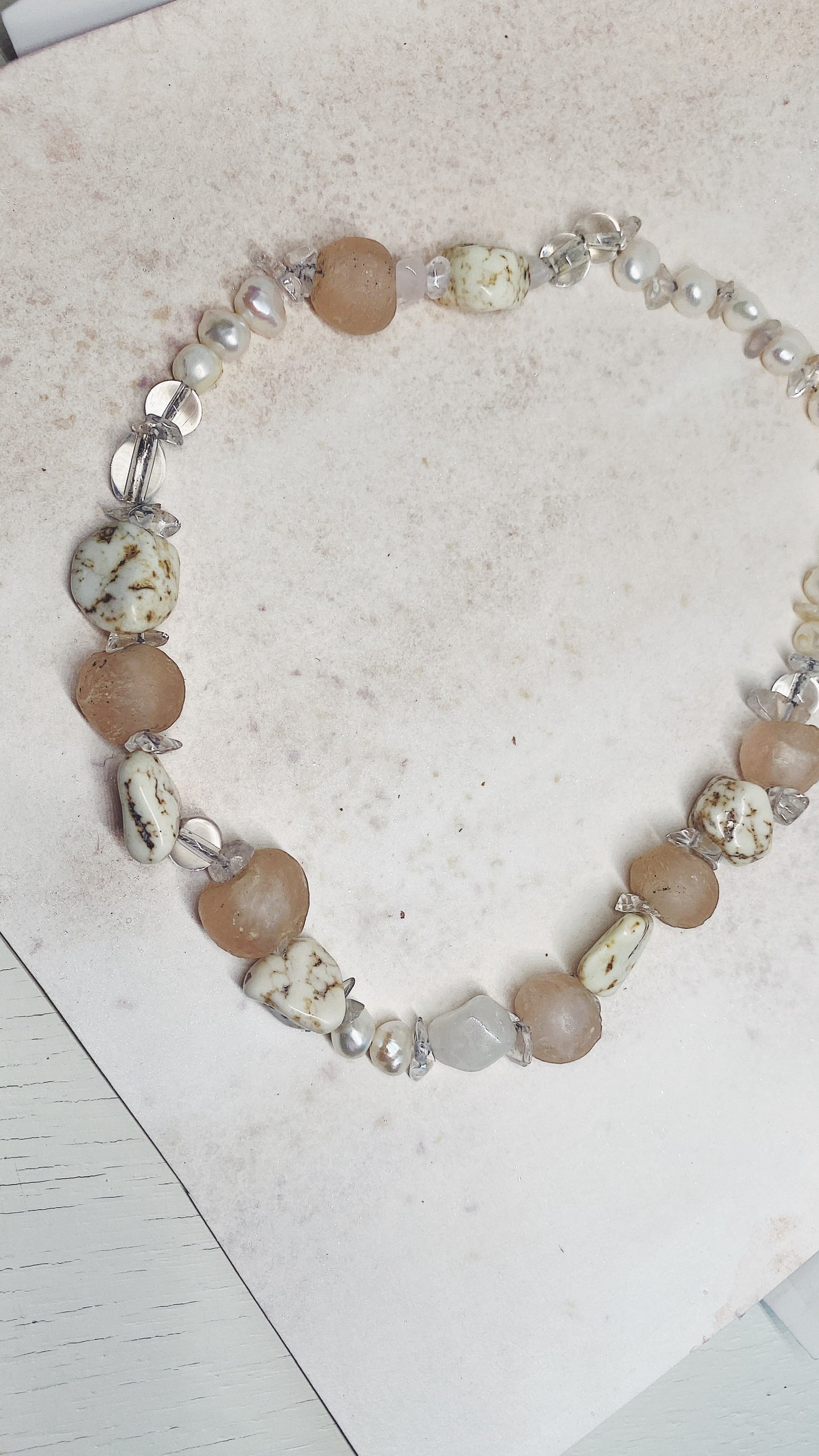 clear sea // textured semi precious stone strand