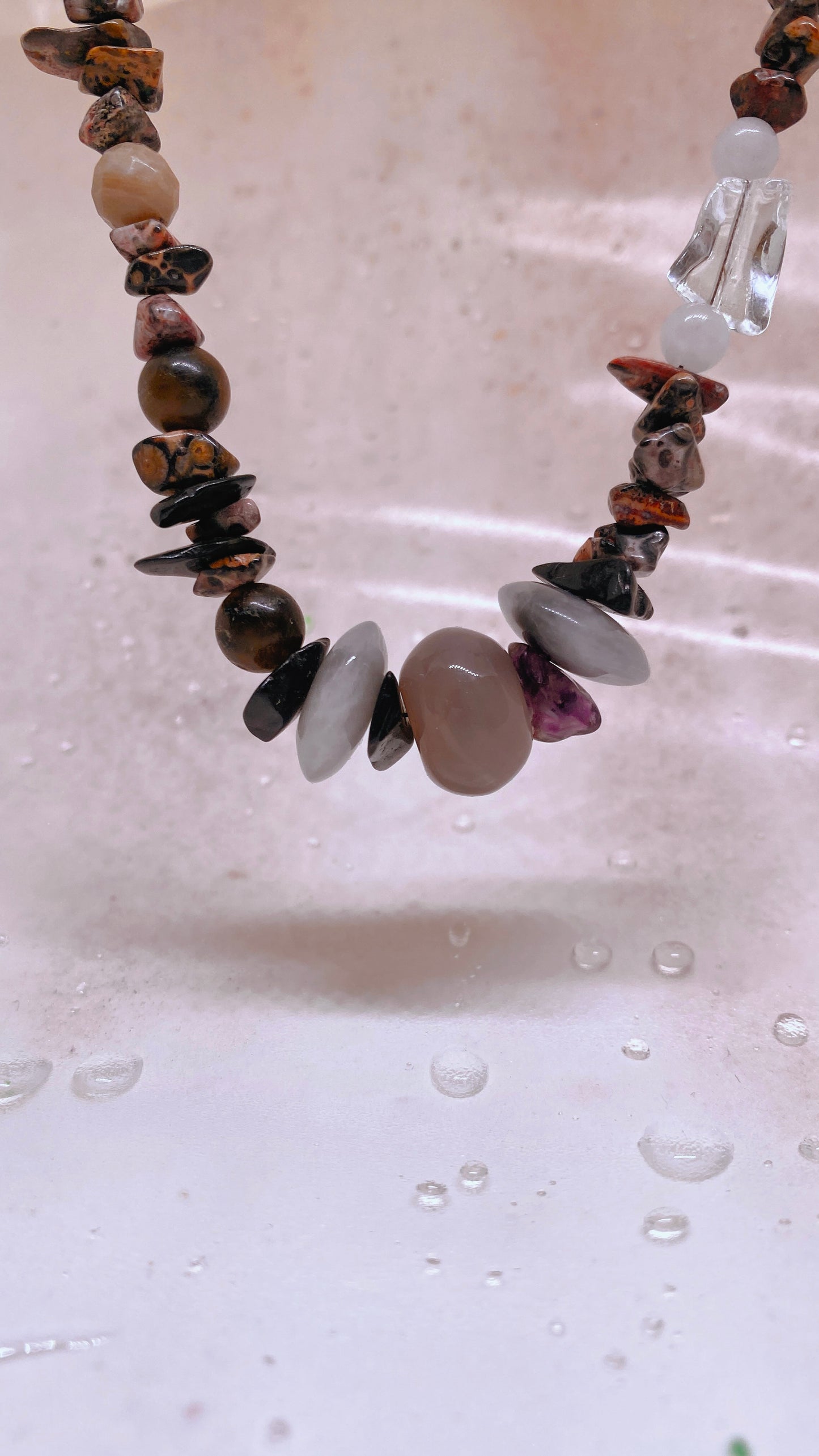 grey orbs // textured semi precious stone strand