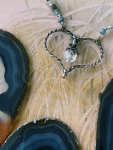 Load image into Gallery viewer, ꩜ volua ꩜ heart stone herkimer and hand painted rain bead necklace