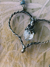 Load image into Gallery viewer, ꩜ volua ꩜ heart stone herkimer and hand painted rain bead necklace
