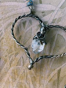꩜ volua ꩜ heart stone herkimer and hand painted rain bead necklace