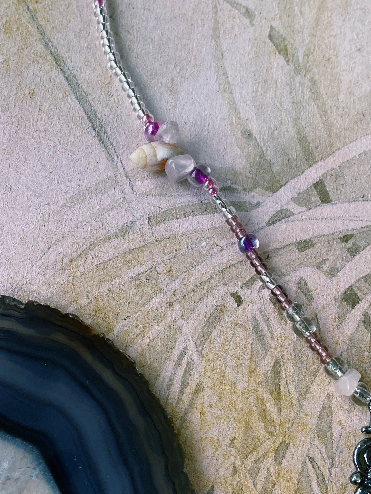 ꩜ volua ꩜ lunar spiral and seashell beaded necklace