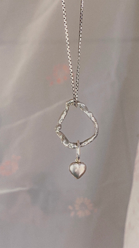 heart ringlet // one of a kind organic silver swirl with vintage heart