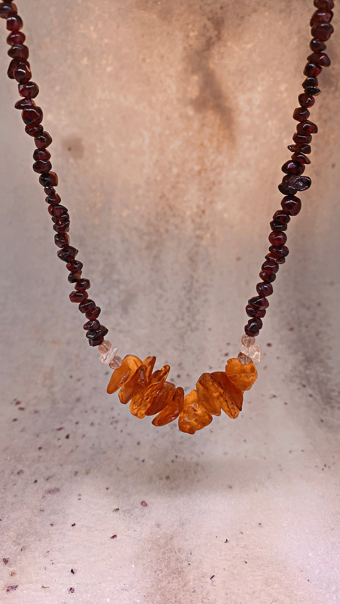 chunky baltic amber and mini garnets statement choker