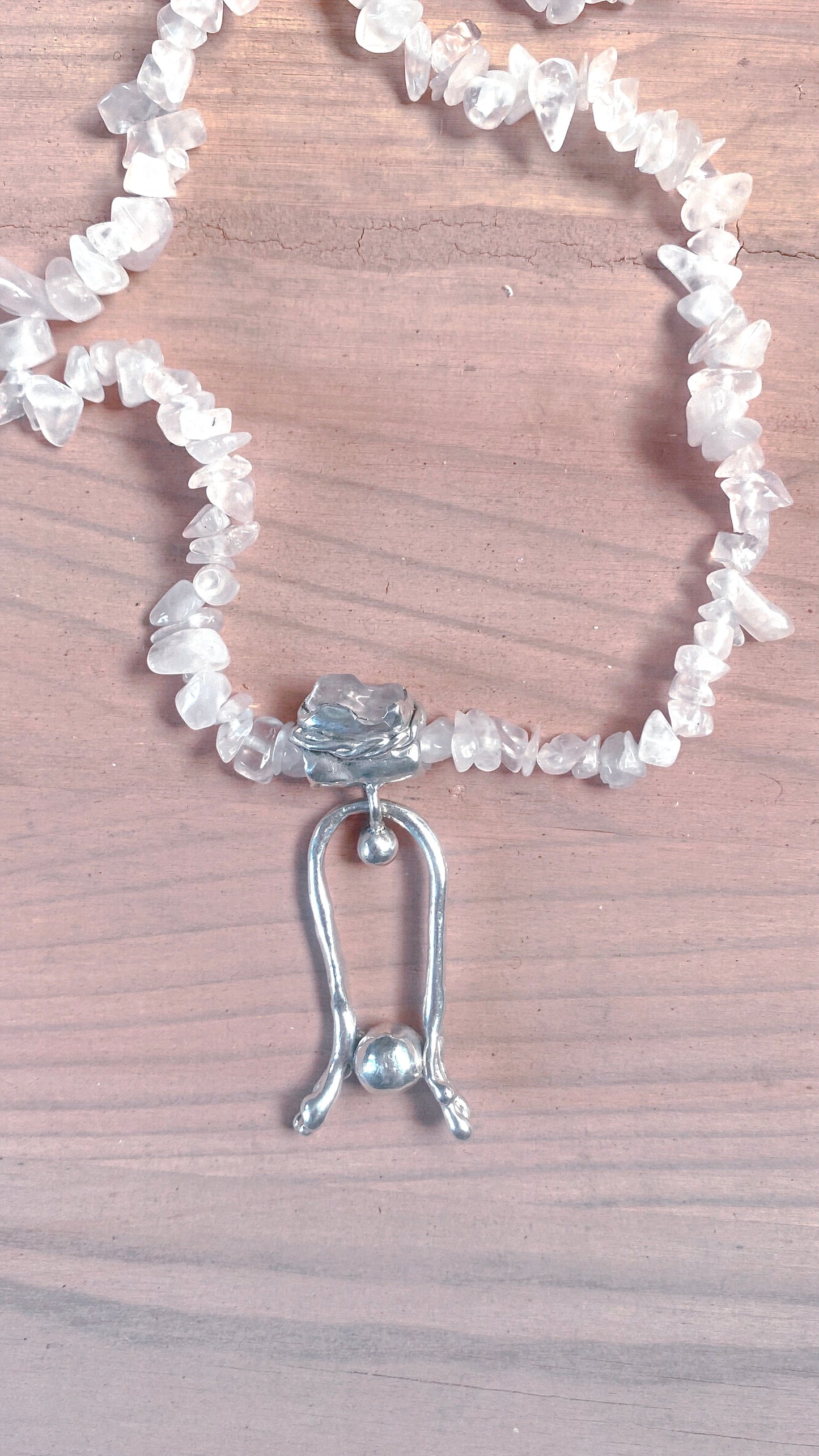 rose crowned silver knocker pendant {door nox} – handmade rose quartz statement heart healer necklace, artisan gemstone jewellery, romantic heirloom gift