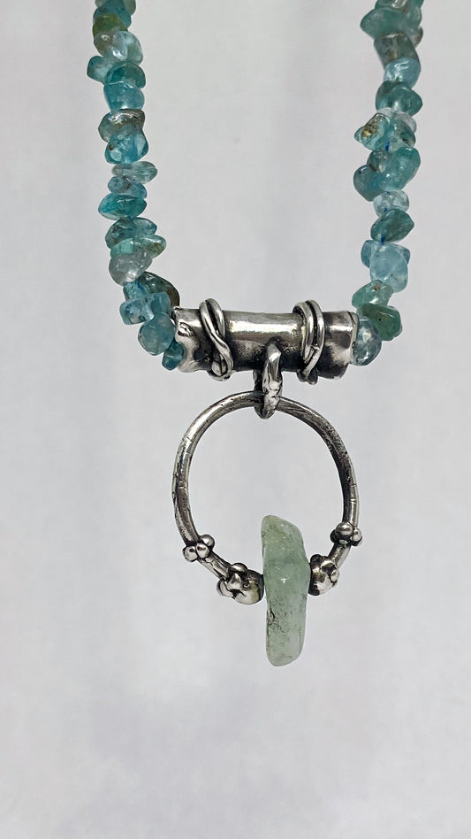knots, droplets and jade silver pendant {door nox}
