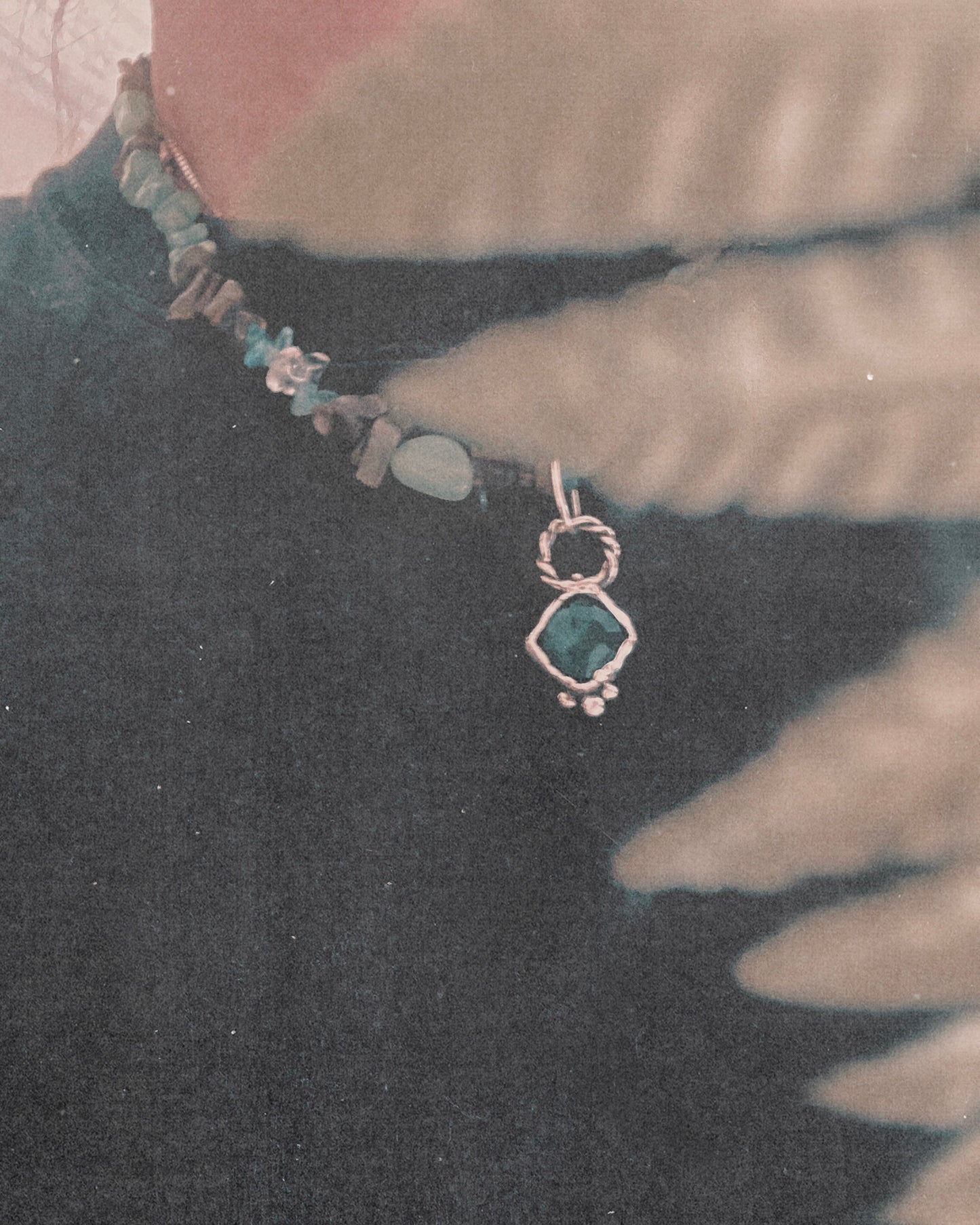 ꩜ volua ꩜ rocky facet onyx green goddess – silver handmade green onyx goddess necklace, artisan symbolic jewellery, one of a kind heirloom talisman