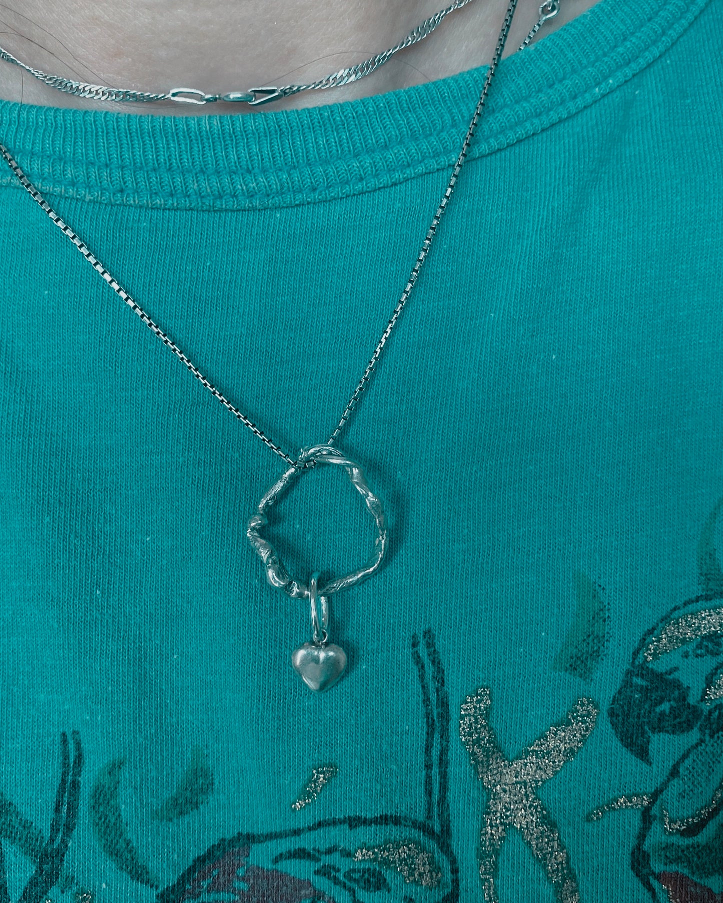heart ringlet // one of a kind organic silver swirl with vintage heart
