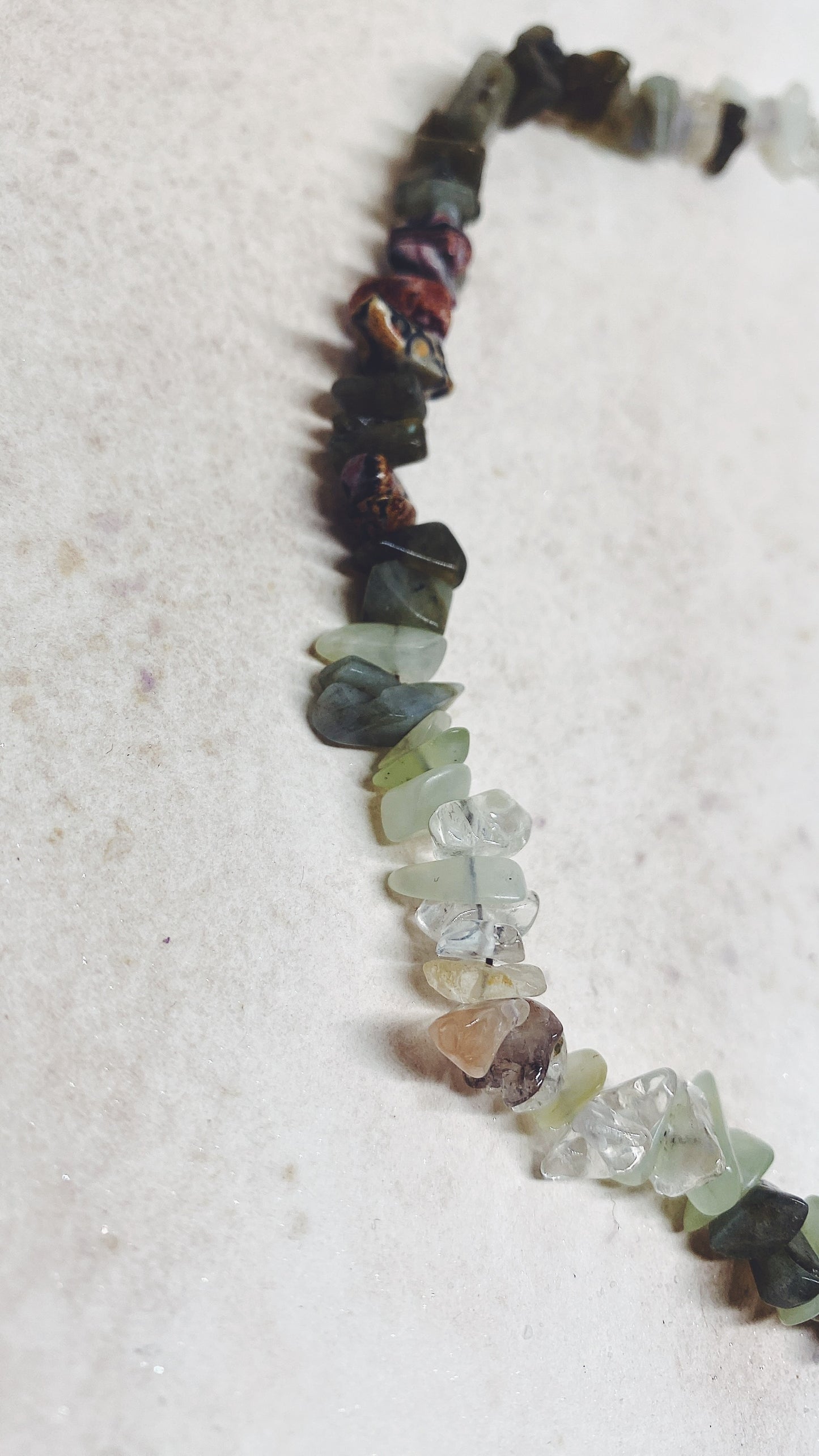 night glints, lichen shapes // textured semi precious stone strand