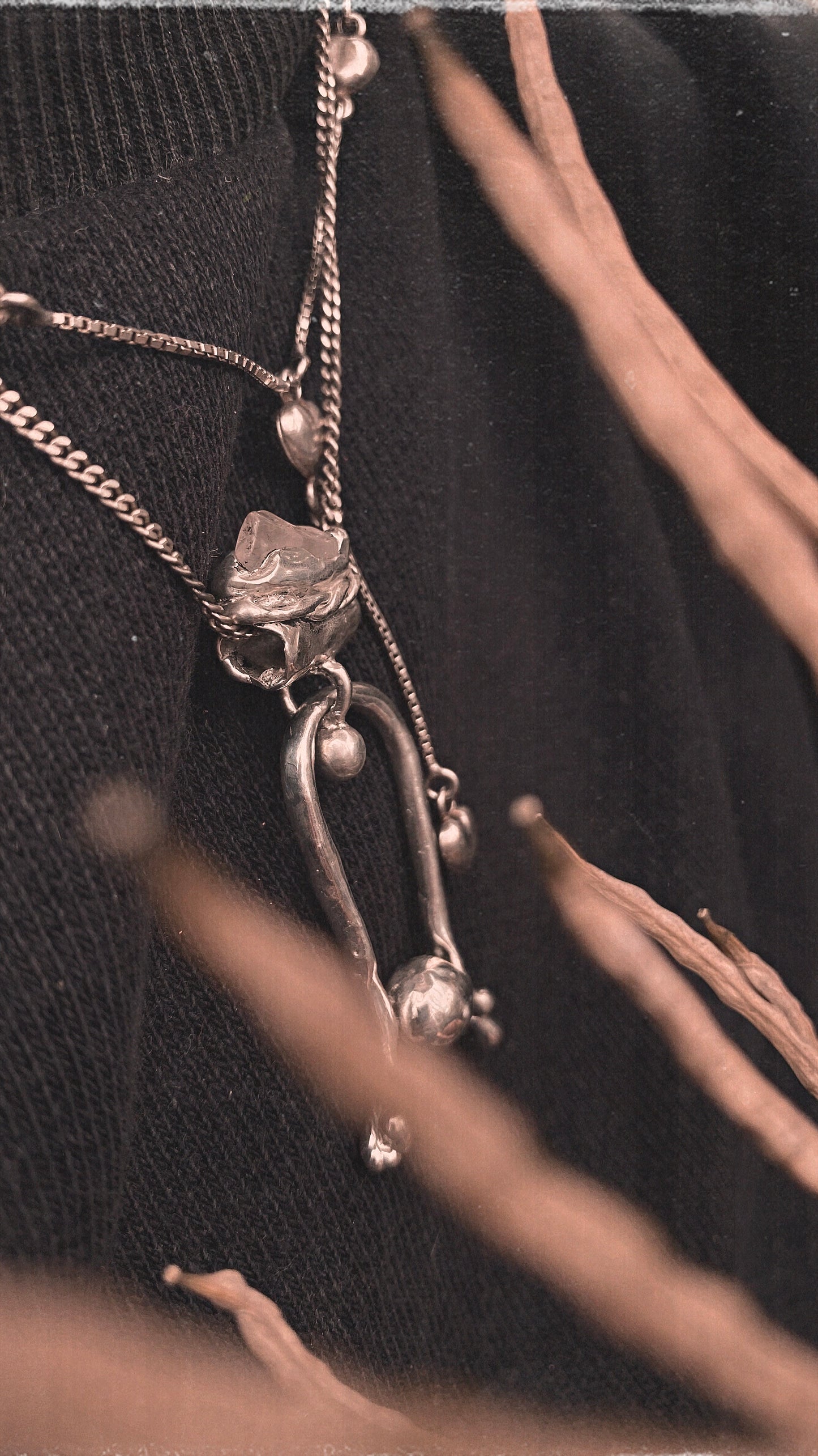 rose crowned silver knocker pendant {door nox} – handmade rose quartz statement heart healer necklace, artisan gemstone jewellery, romantic heirloom gift