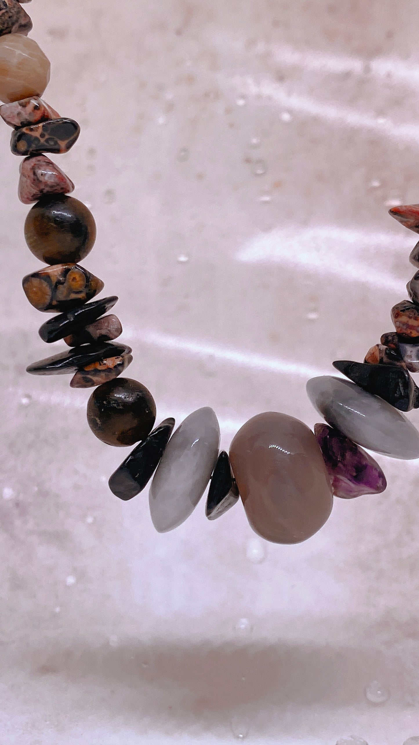 grey orbs // textured semi precious stone strand