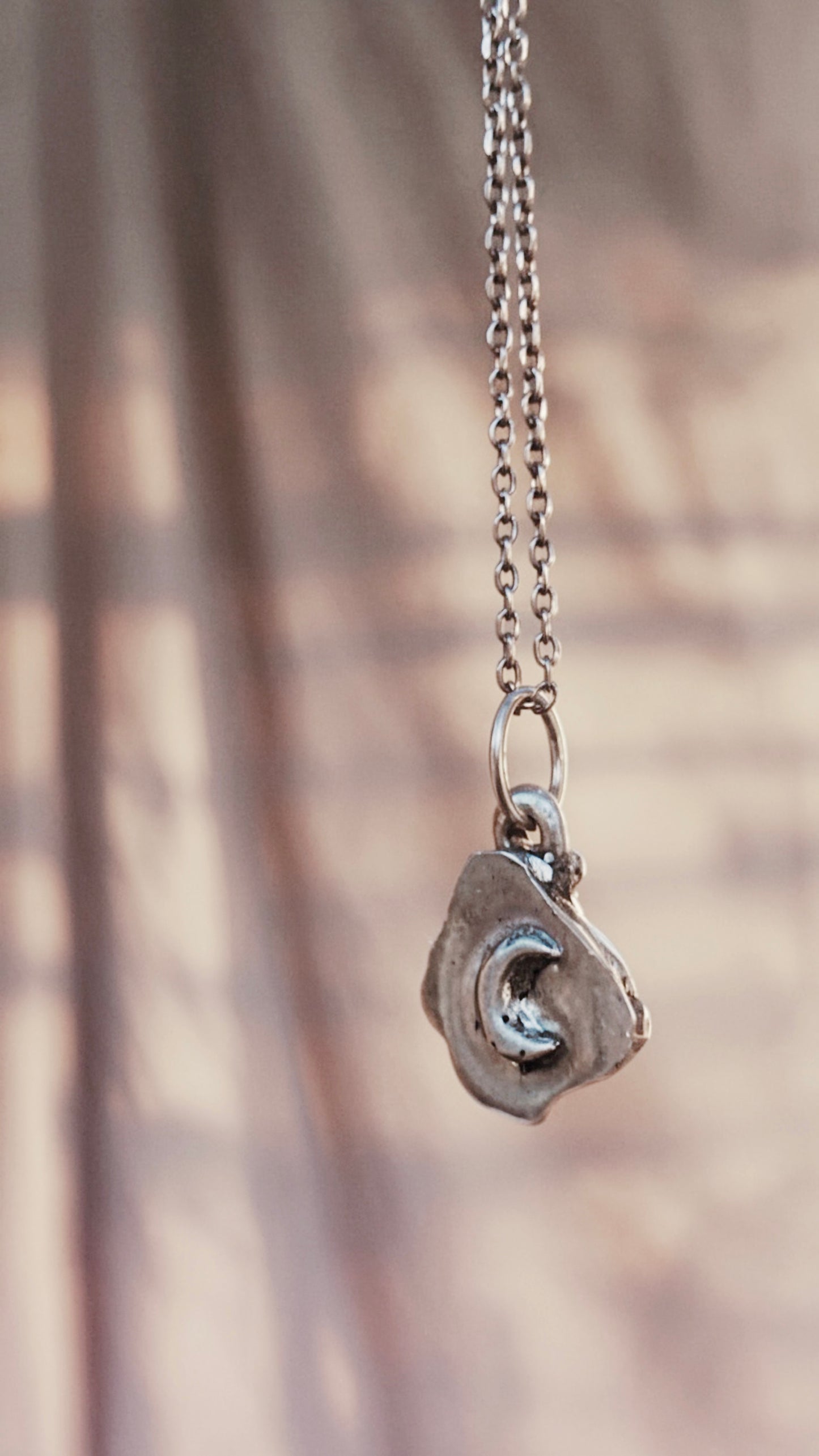 clear moon // one of a kind clear quartz lunar silver mini medallion